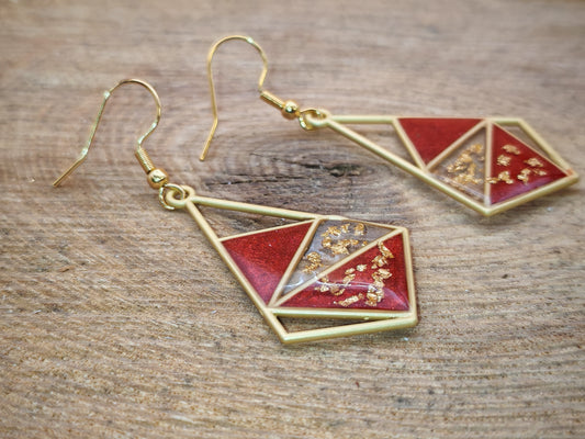 Boucles d’oreilles – Éclats géométriques rouges