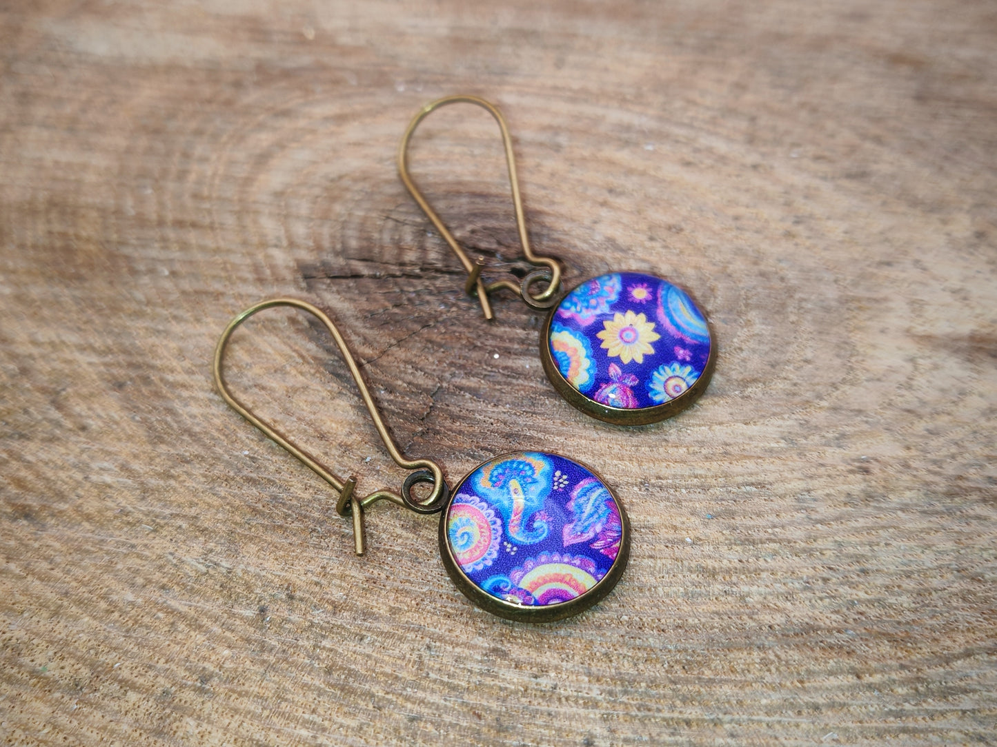 Boucles d’oreilles dormeuses – Kaléidoscope bohème