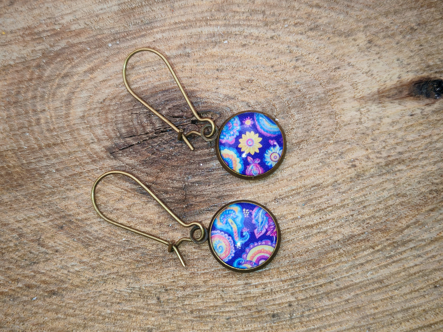 Boucles d’oreilles dormeuses – Kaléidoscope bohème
