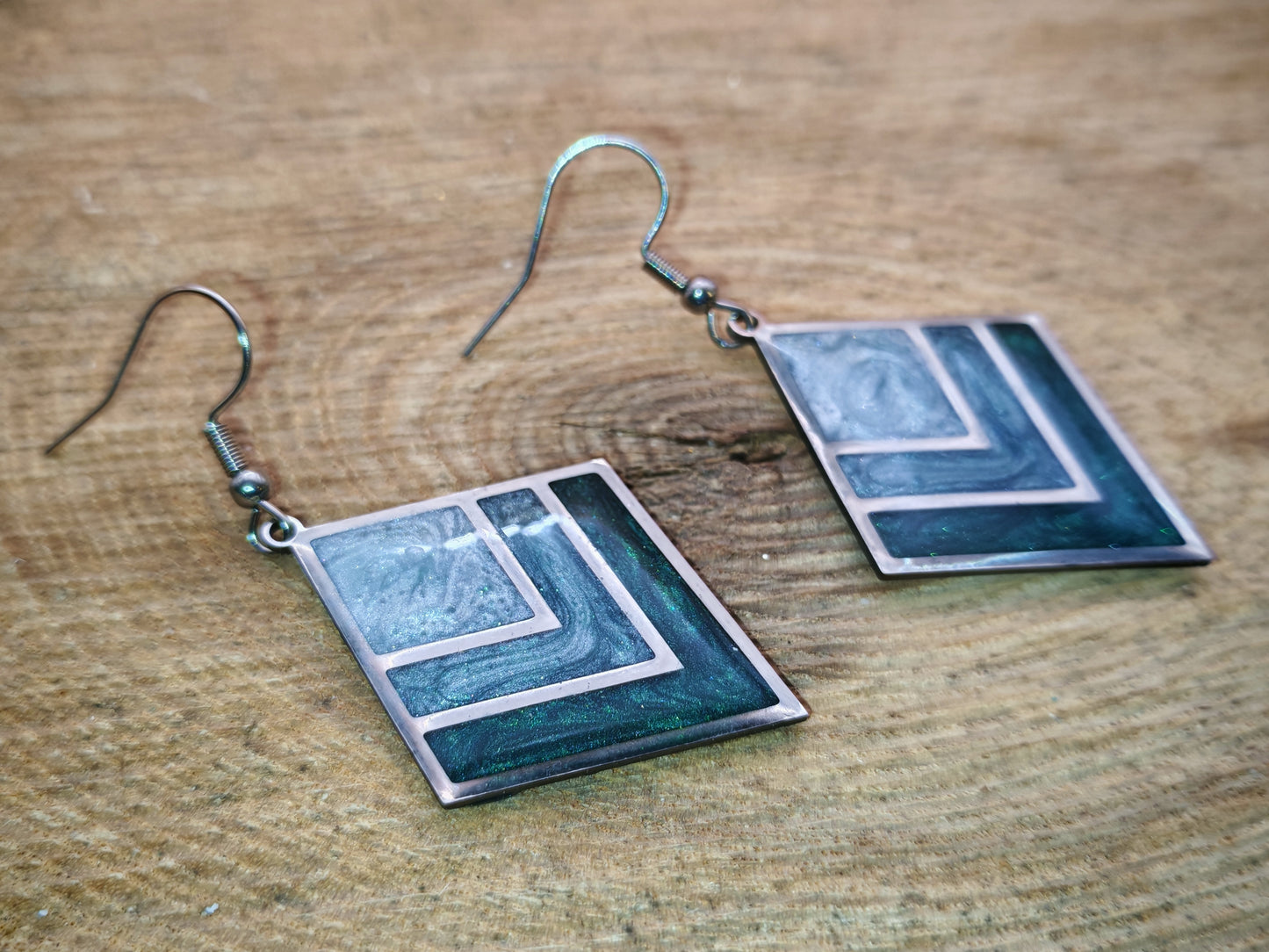 Boucles d’oreilles – Losange Vert boréal