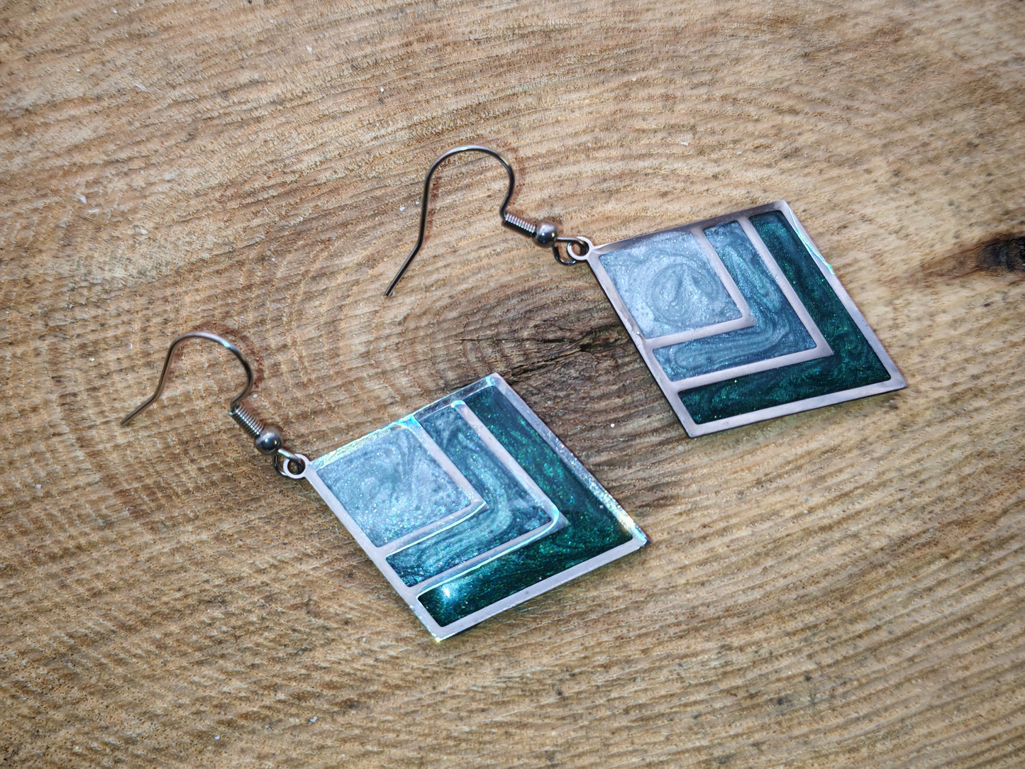 Boucles d’oreilles – Losange Vert boréal