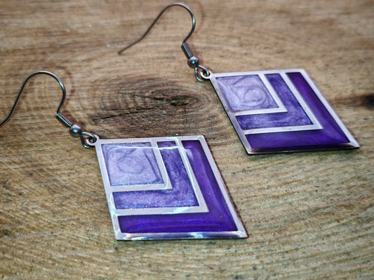 Boucles d’oreilles – Losange Violet profond