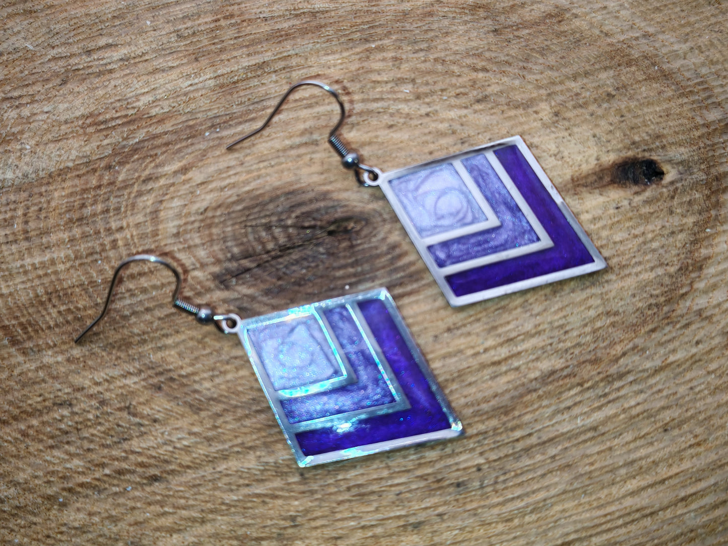 Boucles d’oreilles – Losange Violet profond