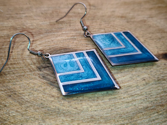 Boucles d’oreilles – Losange Bleu lagon