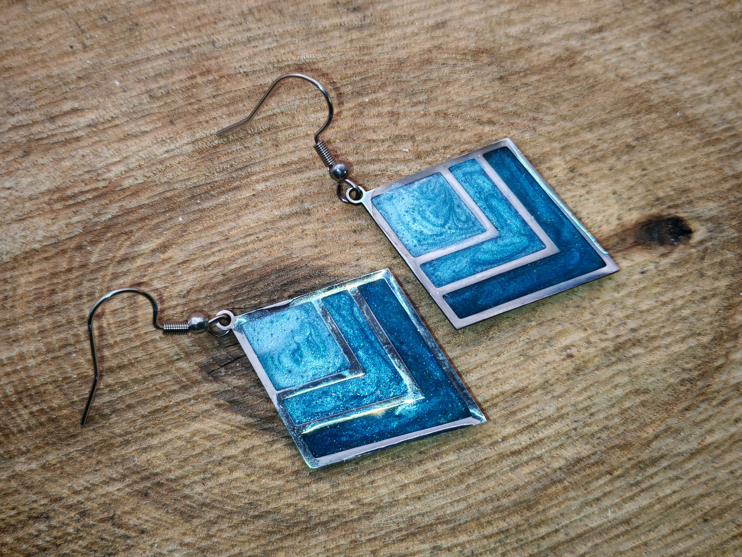 Boucles d’oreilles – Losange Bleu lagon