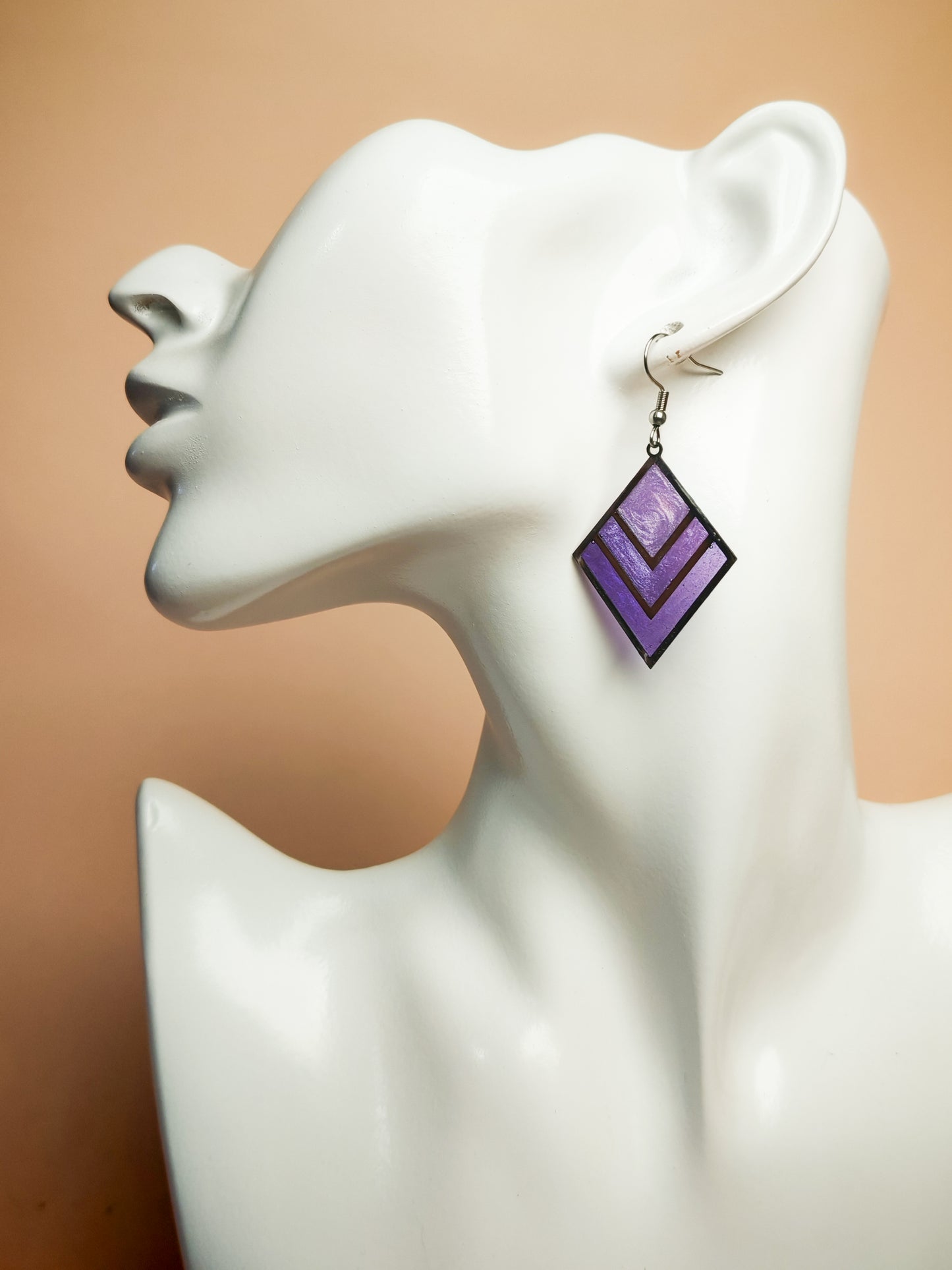 Boucles d’oreilles – Losange Violet profond