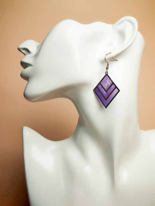 Boucles d’oreilles – Losange Violet profond