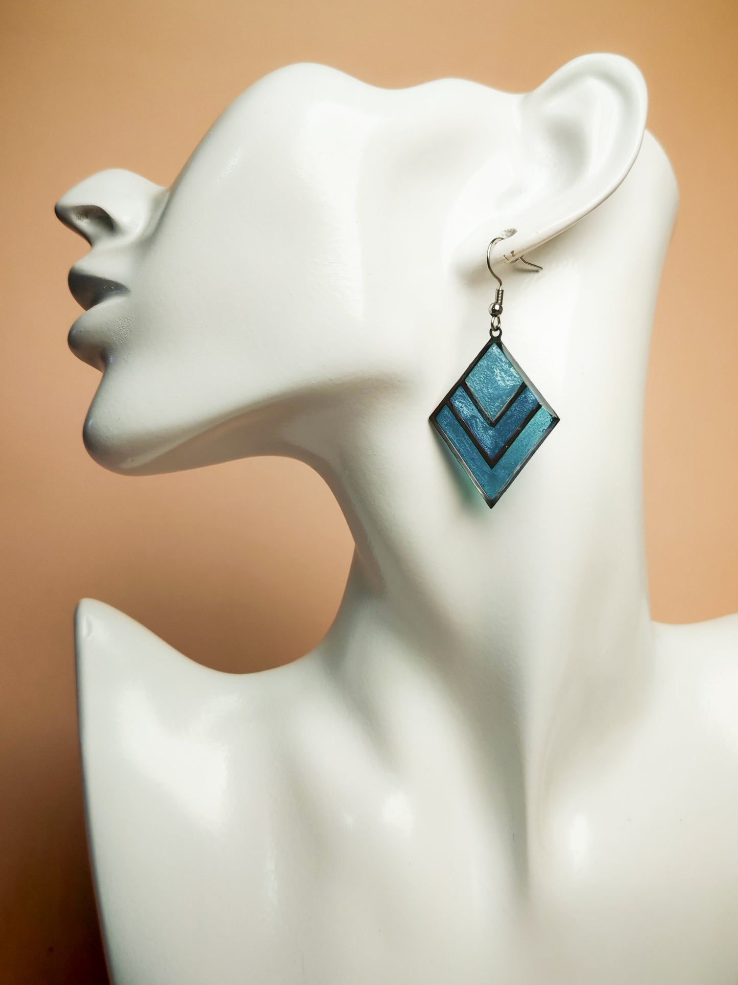 Boucles d’oreilles – Losange Bleu lagon