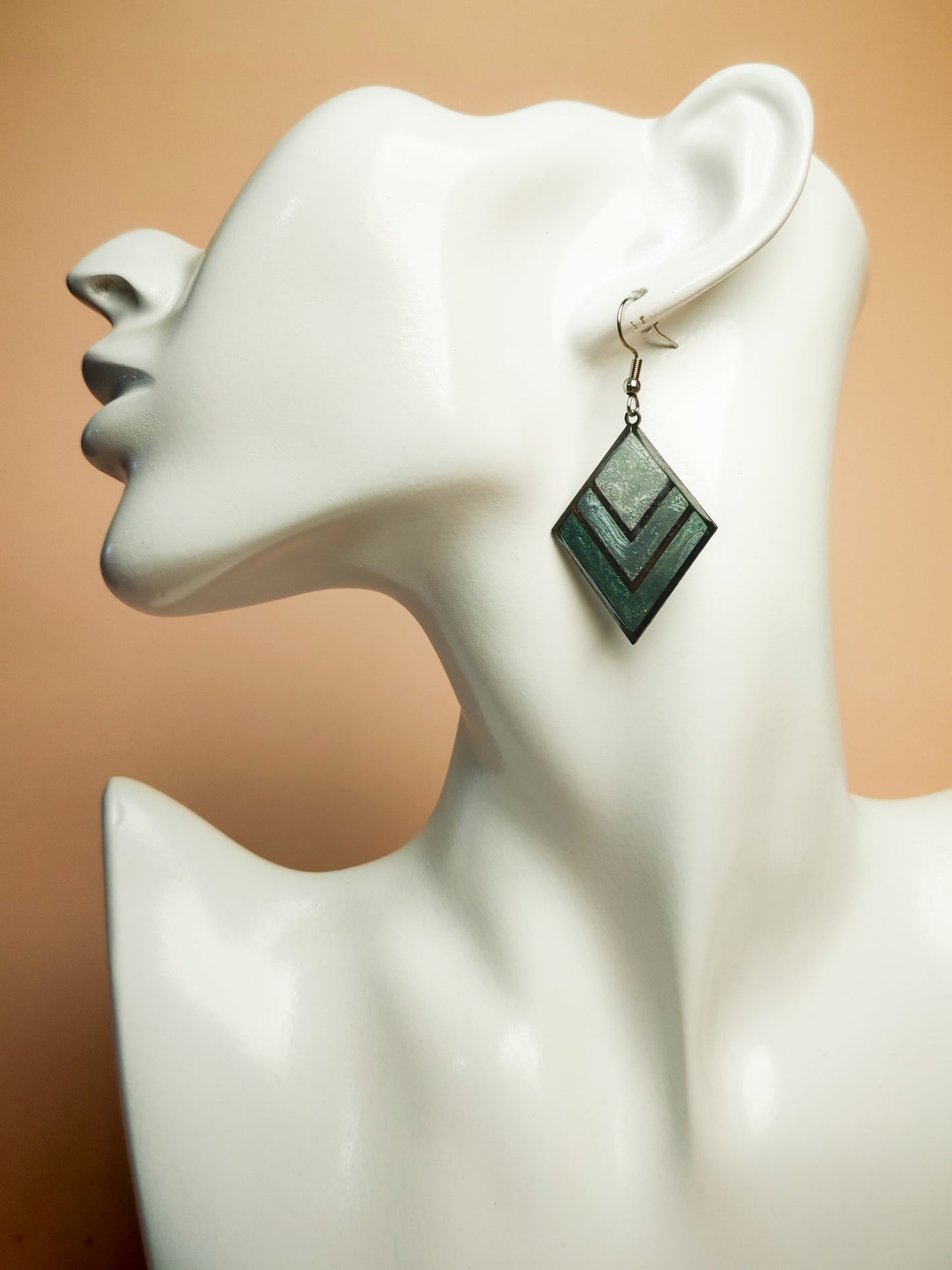 Boucles d’oreilles – Losange Vert boréal