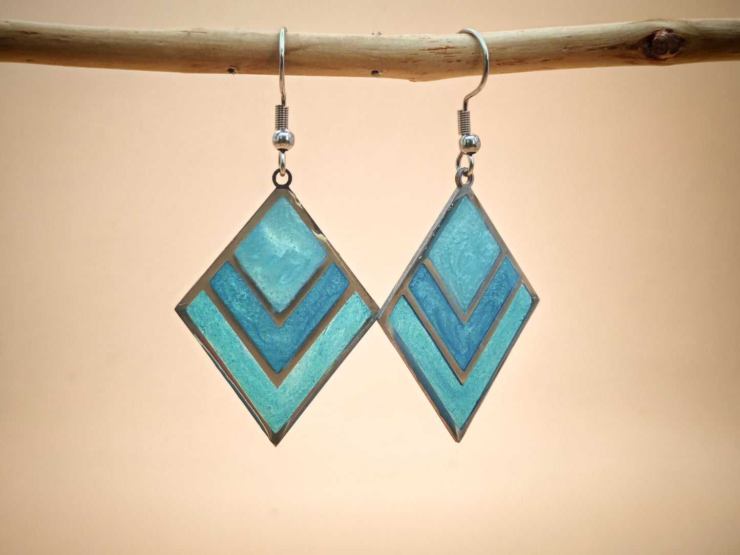Boucles d’oreilles – Losange Bleu lagon