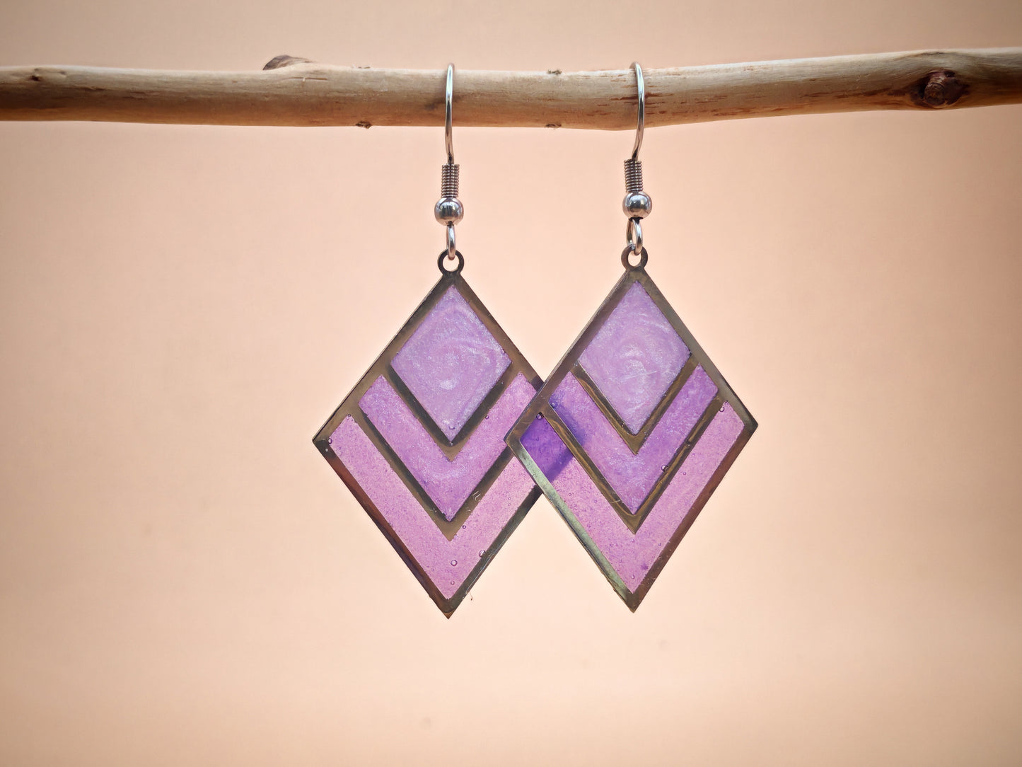 Boucles d’oreilles – Losange Violet profond