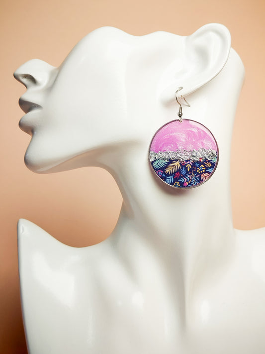 Boucles d’oreilles pendantes – Éclats lavande et jardin nocturne