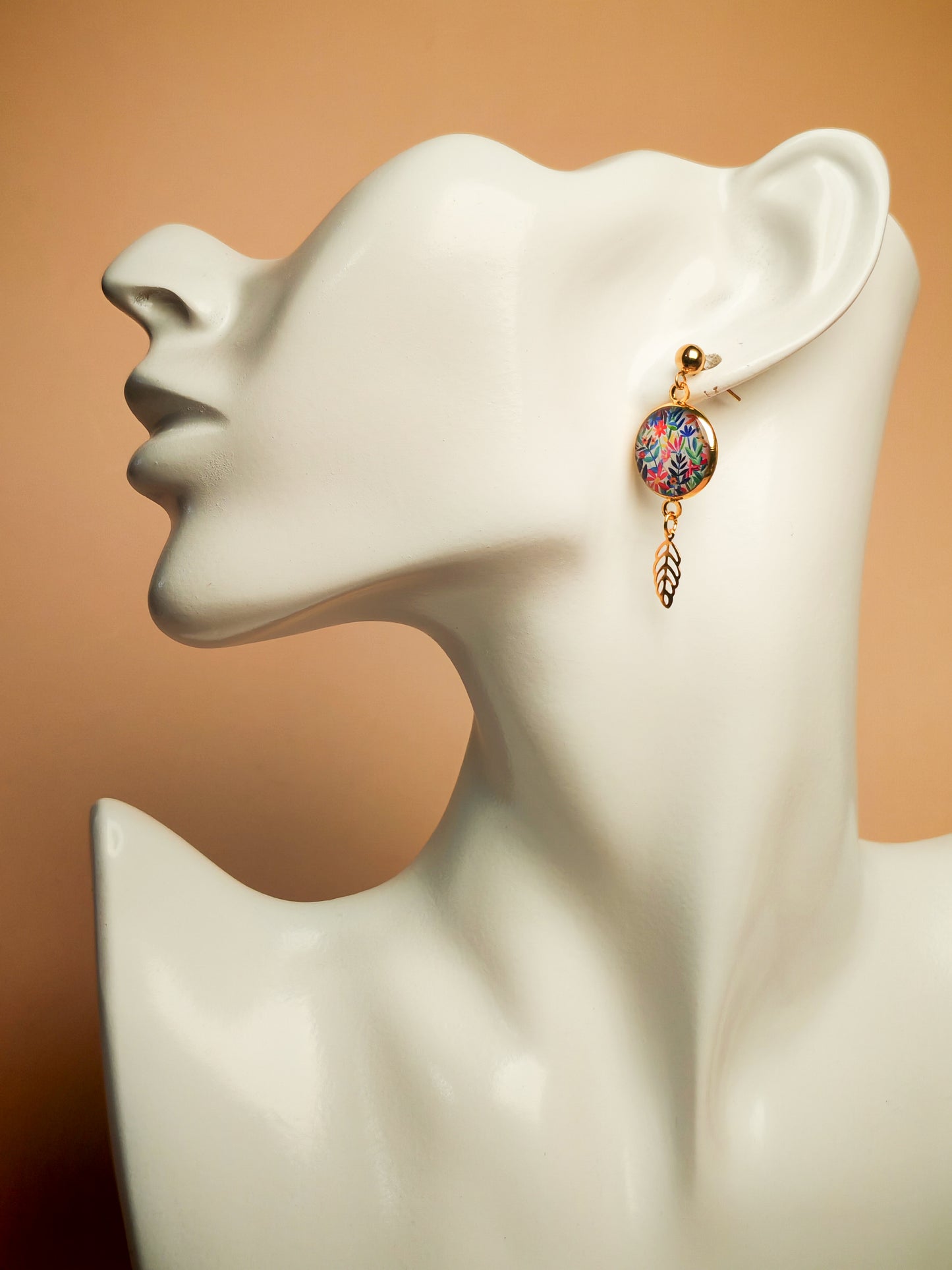 Boucles d'oreilles – Prairie lumineuse et feuille dorée