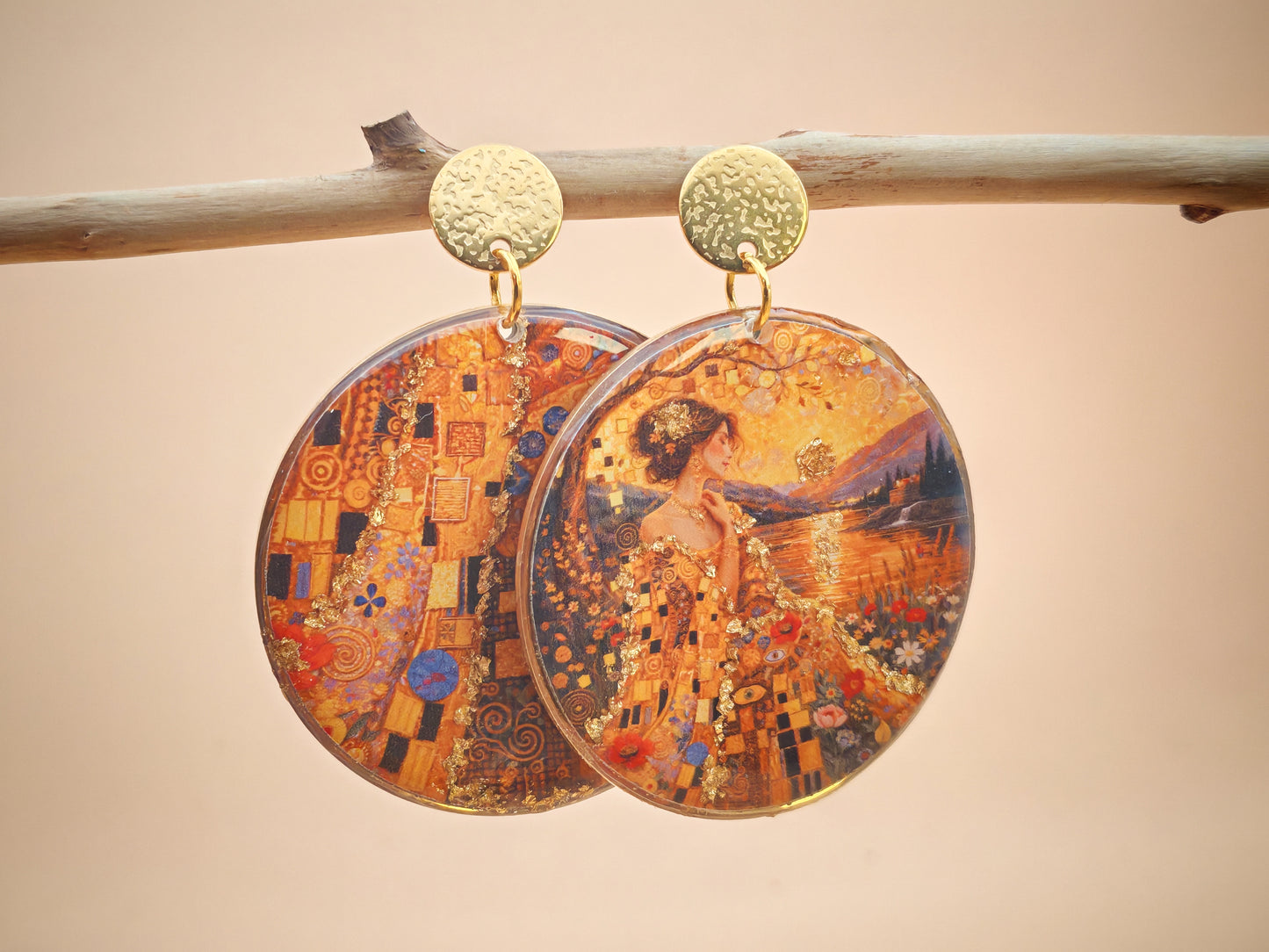 Boucles d’oreilles Klimt – Mosaïque dorée