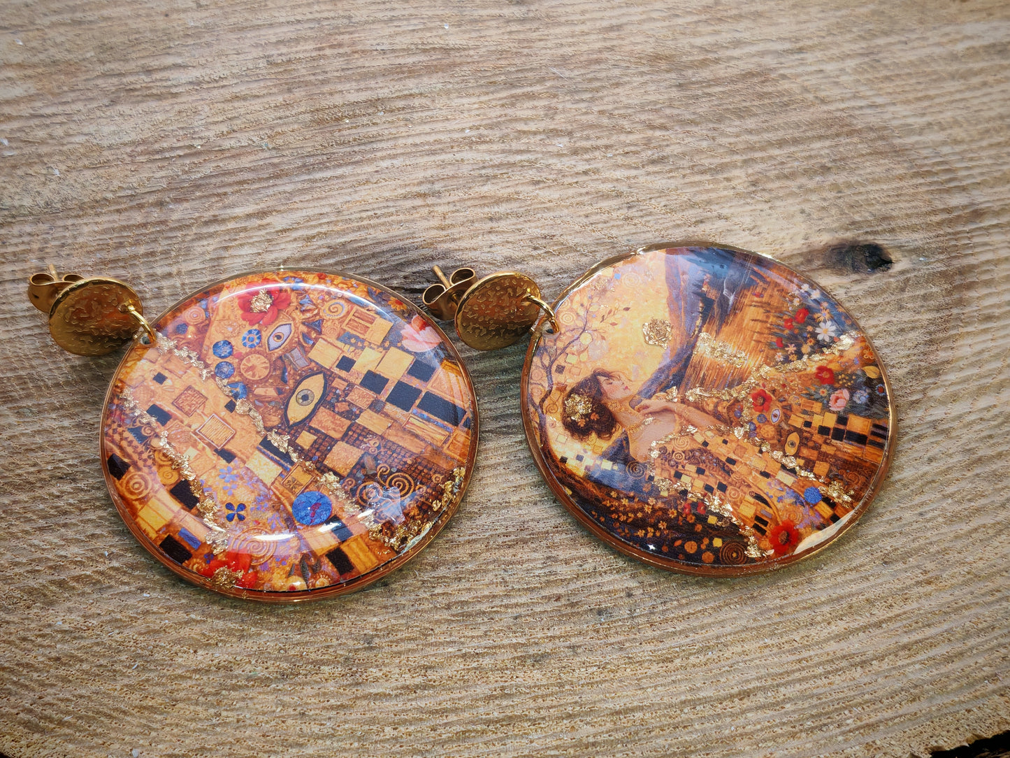 Boucles d’oreilles Klimt – Mosaïque dorée