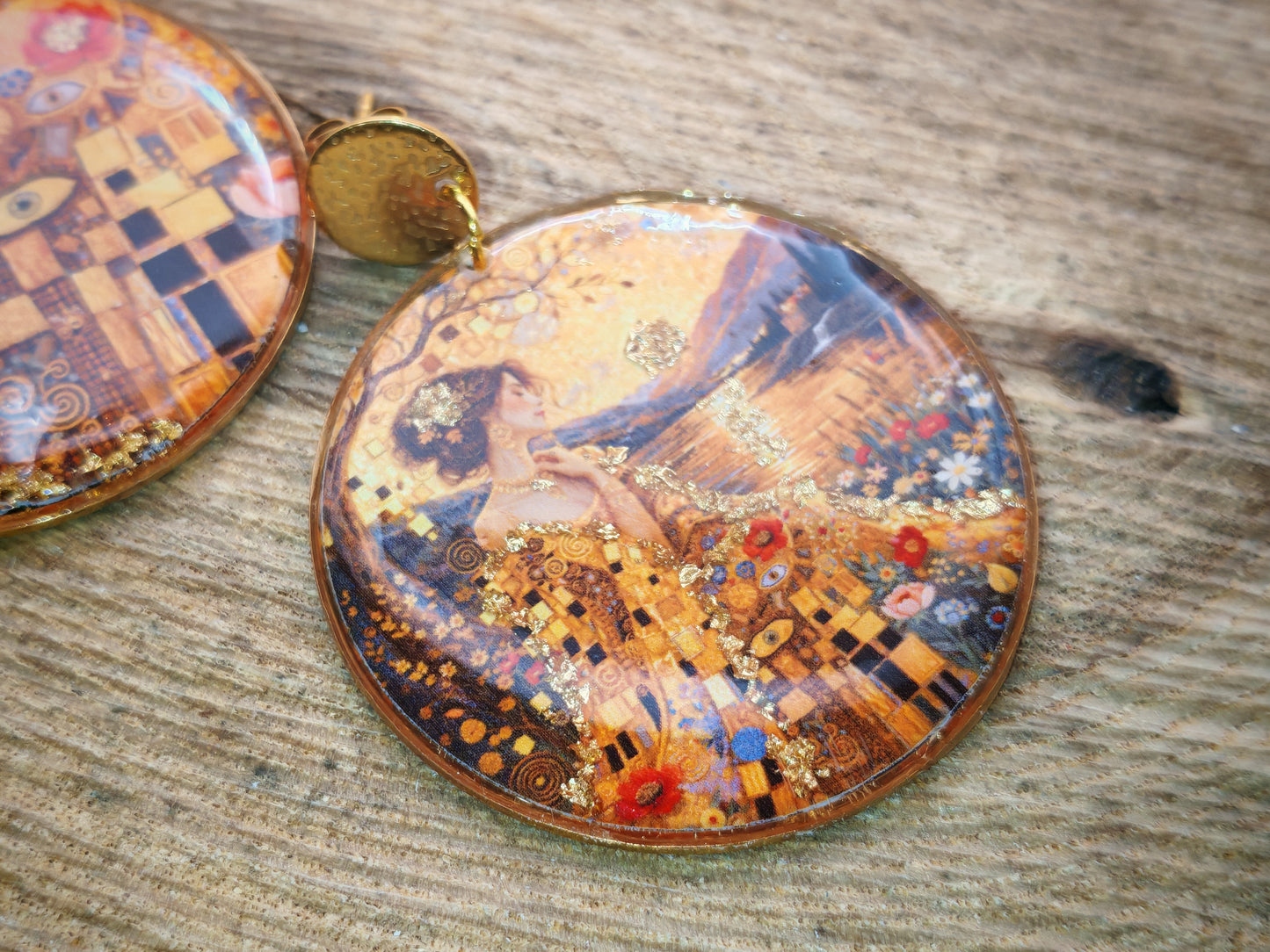 Boucles d’oreilles Klimt – Mosaïque dorée