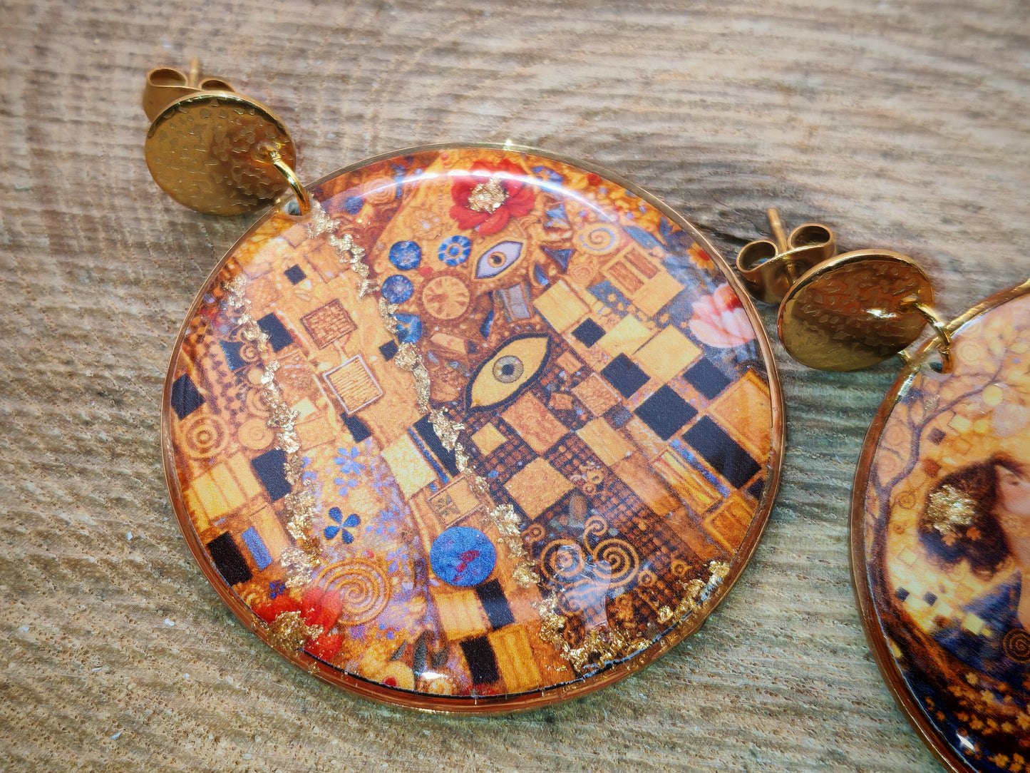 Boucles d’oreilles Klimt – Mosaïque dorée
