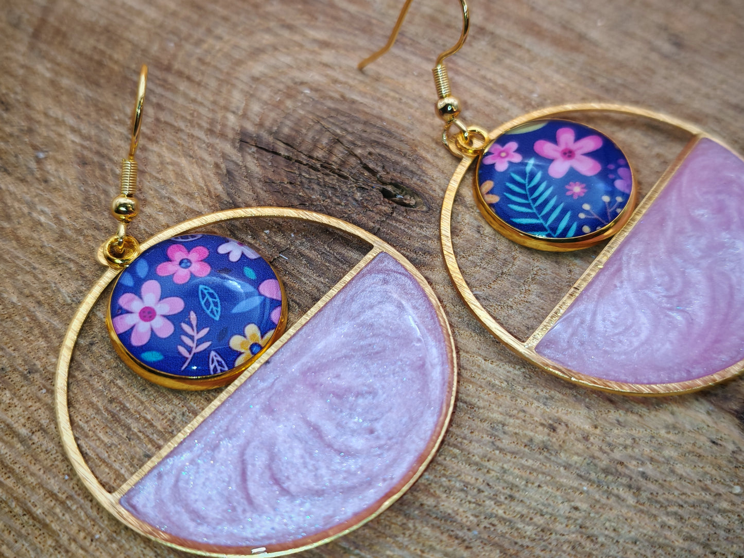 Boucles d’oreilles – Éclats de lune rose