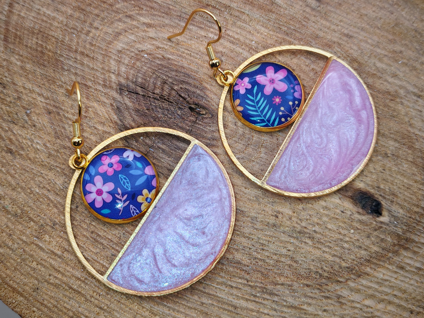 Boucles d’oreilles – Éclats de lune rose