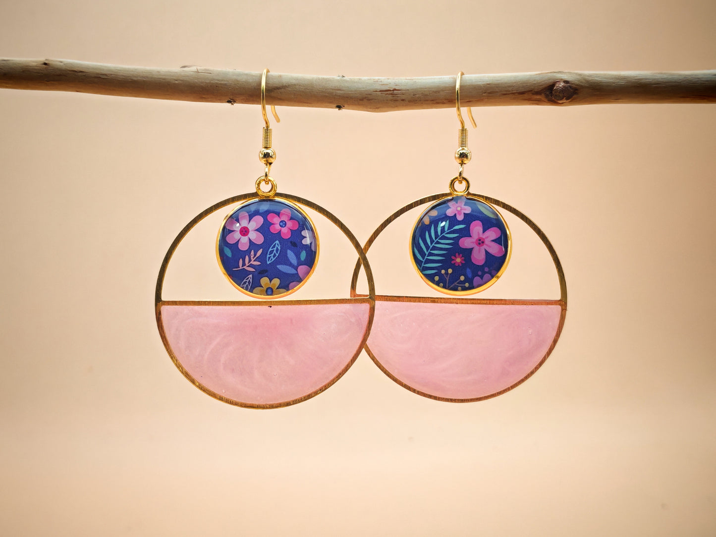 Boucles d’oreilles – Éclats de lune rose