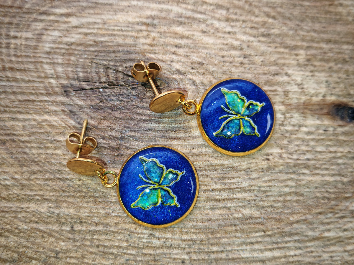 Boucles d’oreilles – Papillon sur nuit profonde