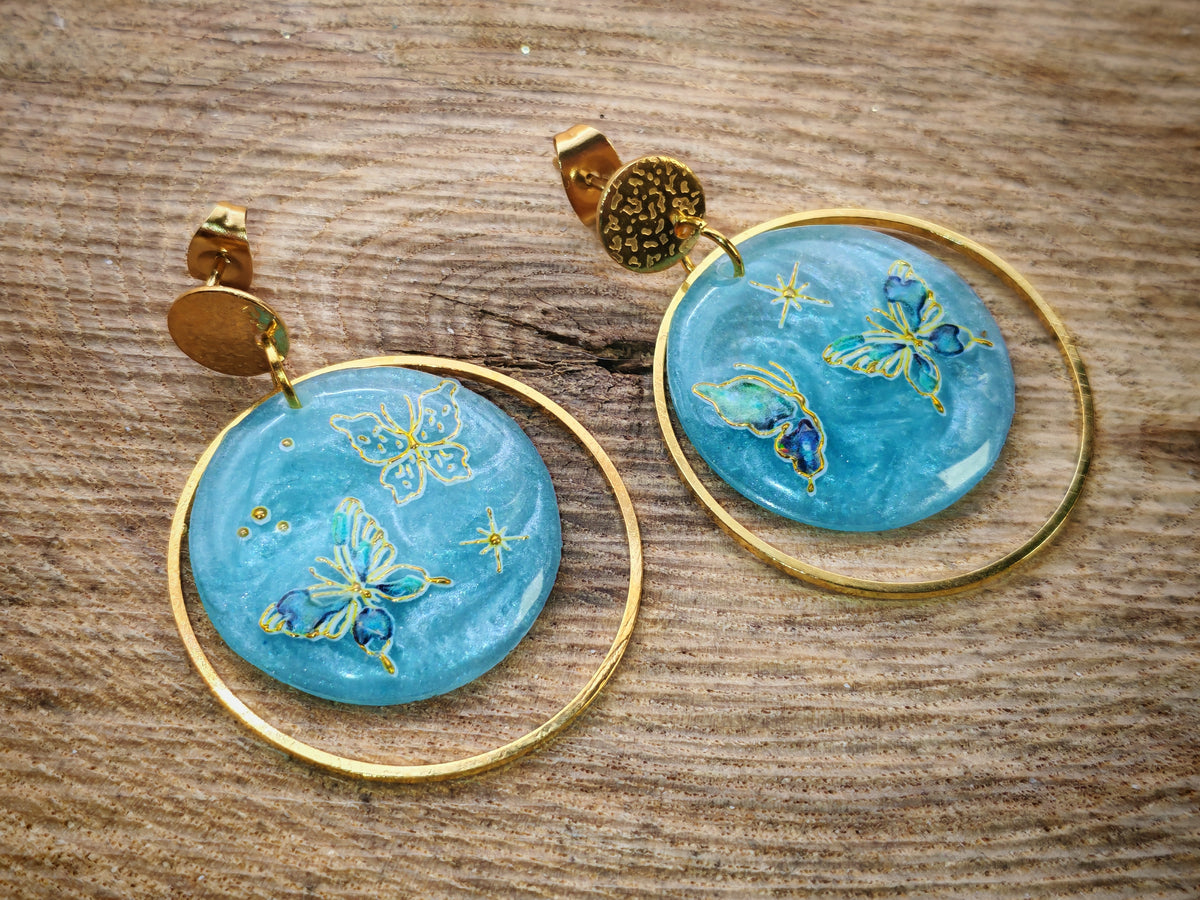 Boucles d’oreilles – Papillons en suspension