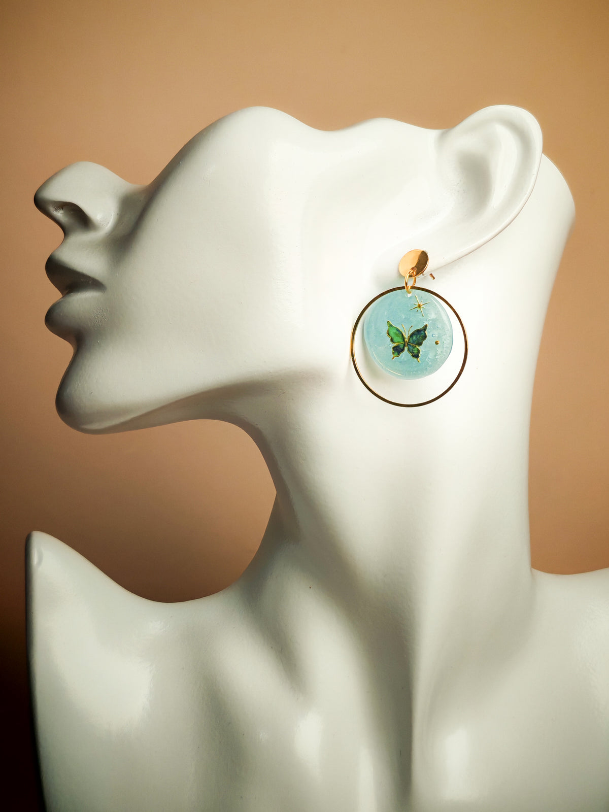 Boucles d’oreilles – Papillons d’eau et ciel nacré
