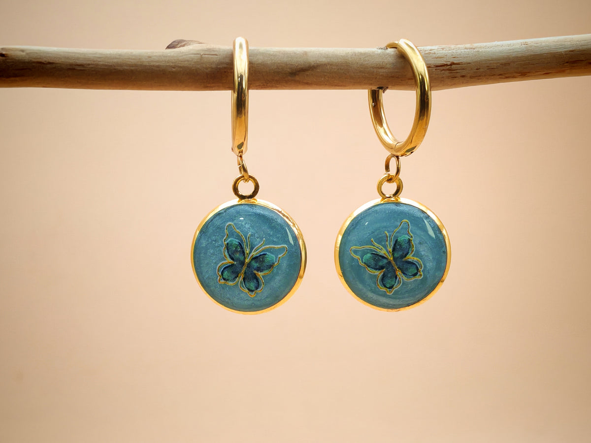 Boucles d’oreilles – Éclats d’ailes sur reflets givrés