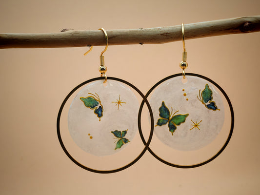 Boucles d’oreilles – Papillons sur brume nacrée
