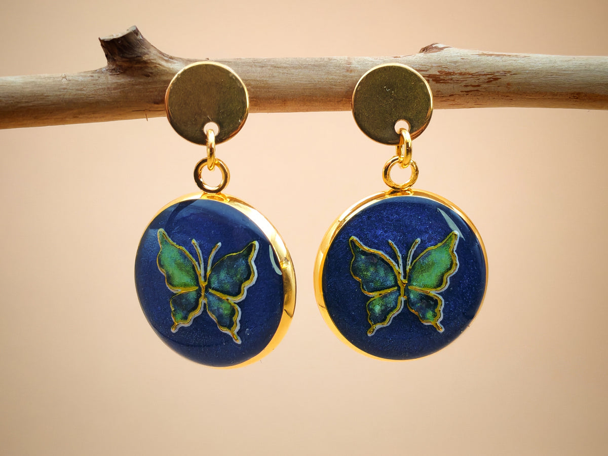 Boucles d’oreilles – Papillon sur nuit profonde