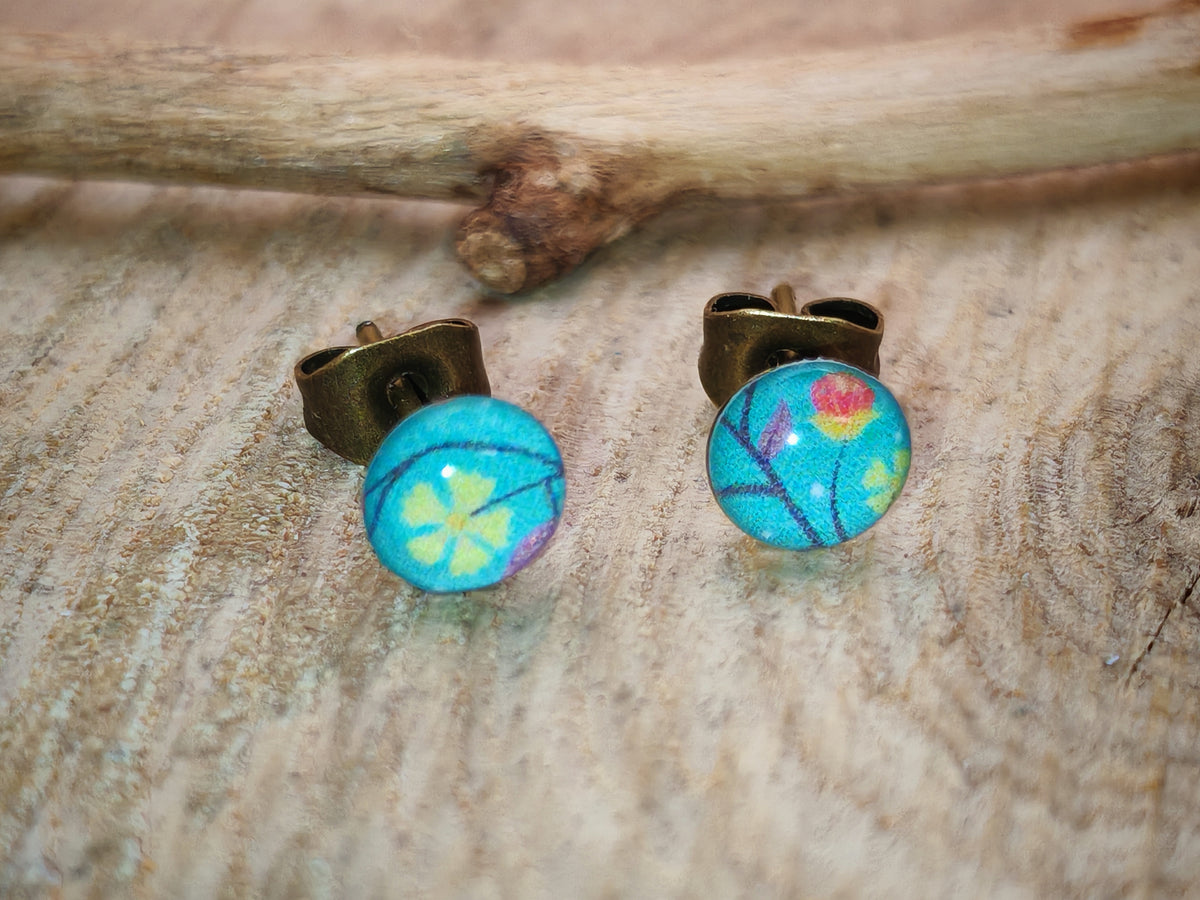 Clous d'oreilles – Fleurs d’aquarelle