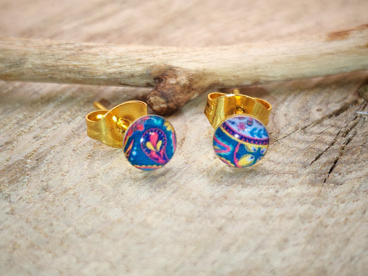 Clous d’oreille – Spirales paisley colorées