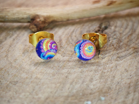 Clous d’oreilles – Spirales arc-en-ciel