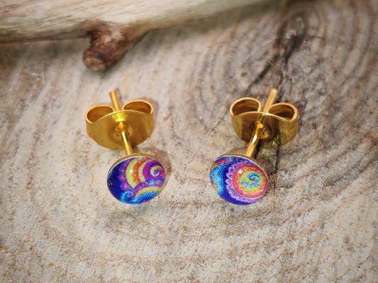 Clous d’oreilles – Spirales arc-en-ciel