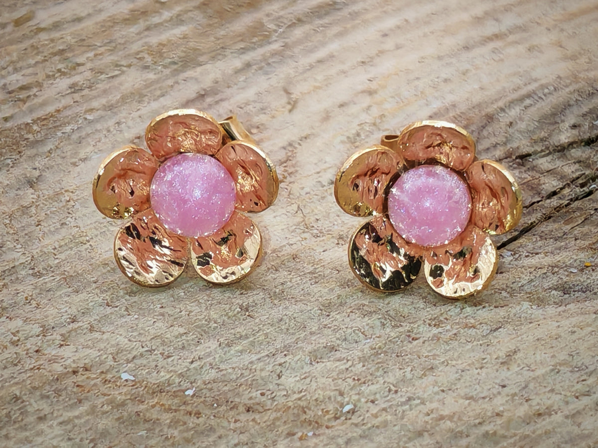 Clous d'oreille - Fleurs dorées
