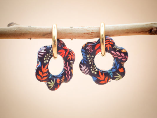 Boucles d’oreilles / Pampilles – Fleur végétale crépusculaire