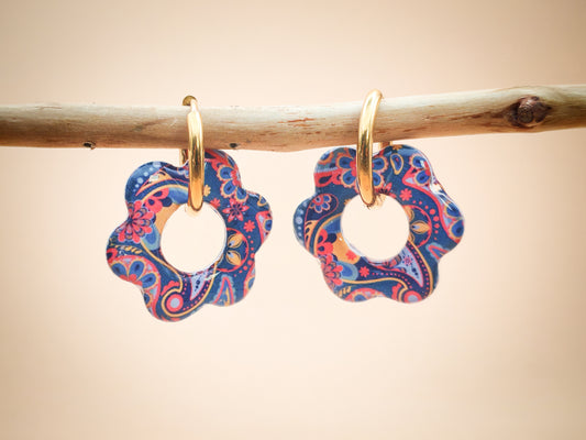 Boucles d’oreilles / Pampilles – Fleur cachemire éclatante