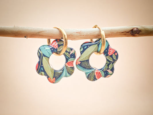 Boucles d’oreilles / Pampilles – Fleur végétale nocturne