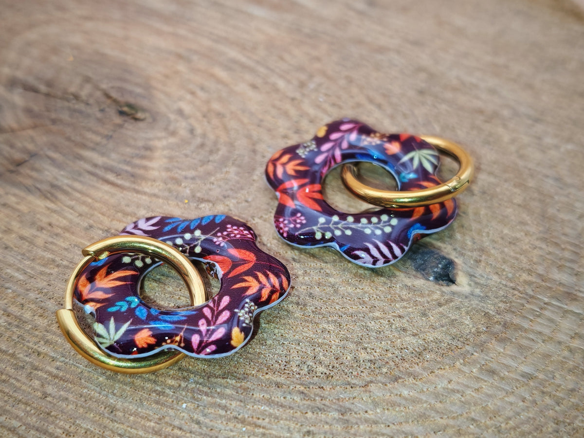 Boucles d’oreilles / Pampilles – Fleur végétale crépusculaire