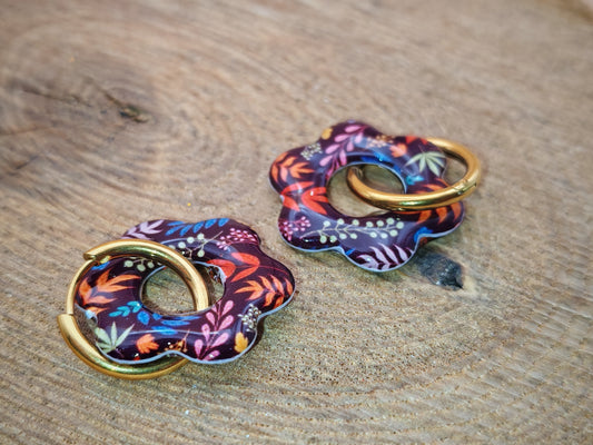 Boucles d’oreilles / Pampilles – Fleur végétale crépusculaire
