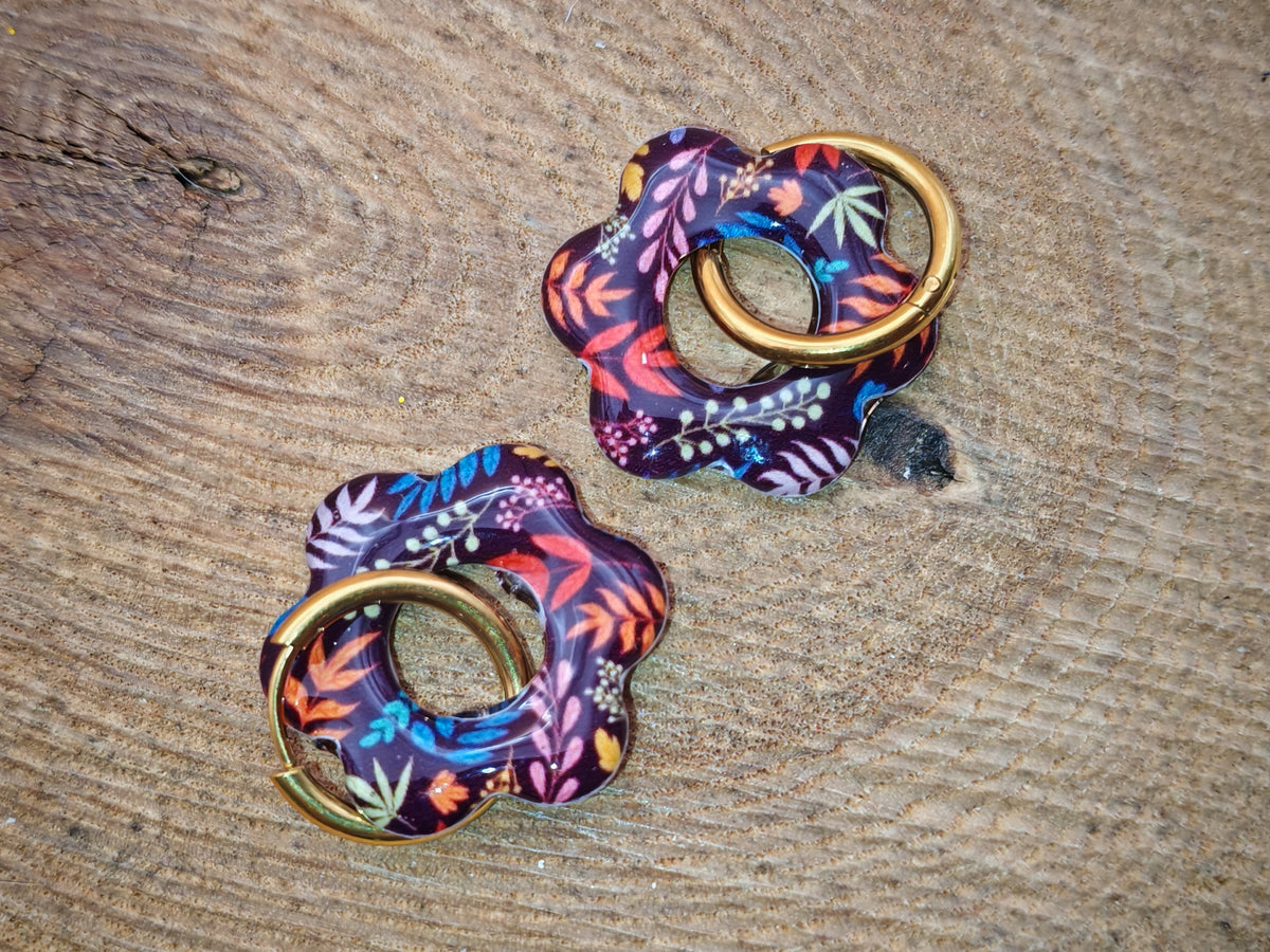 Boucles d’oreilles / Pampilles – Fleur végétale crépusculaire