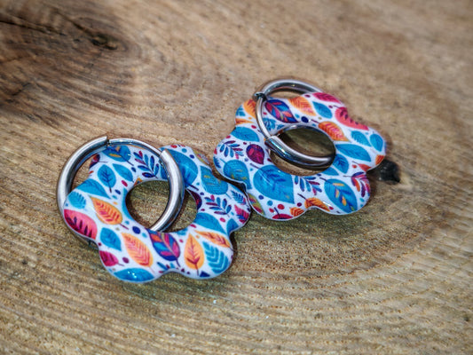 Boucles d’oreilles / Pampilles – Fleur feuillage coloré