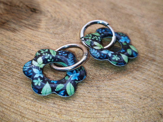 Boucles d’oreilles / Pampilles – Fleur jungle nocturne
