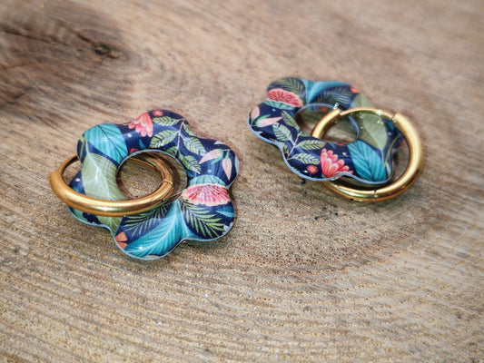 Boucles d’oreilles / Pampilles – Fleur végétale nocturne