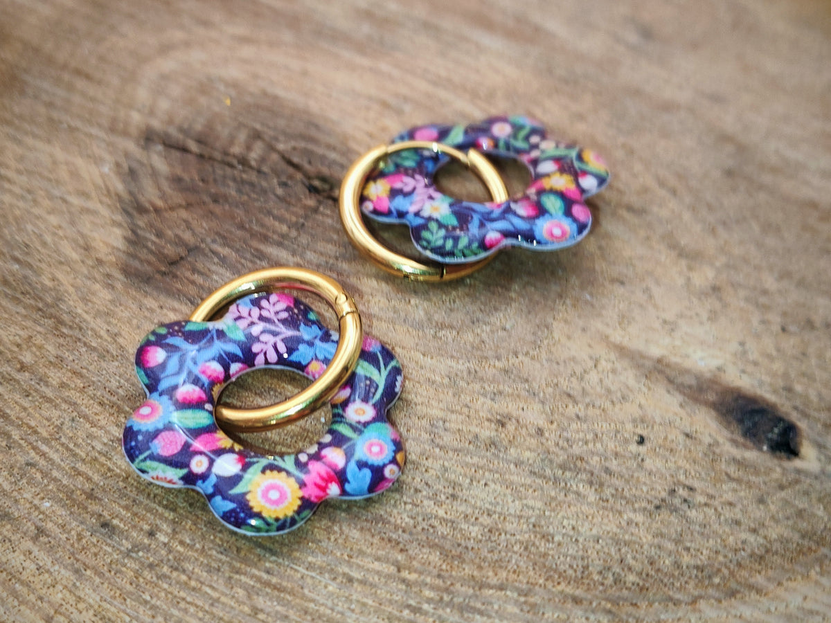 Boucles d’oreilles / Pampilles – Fleur jardin coloré