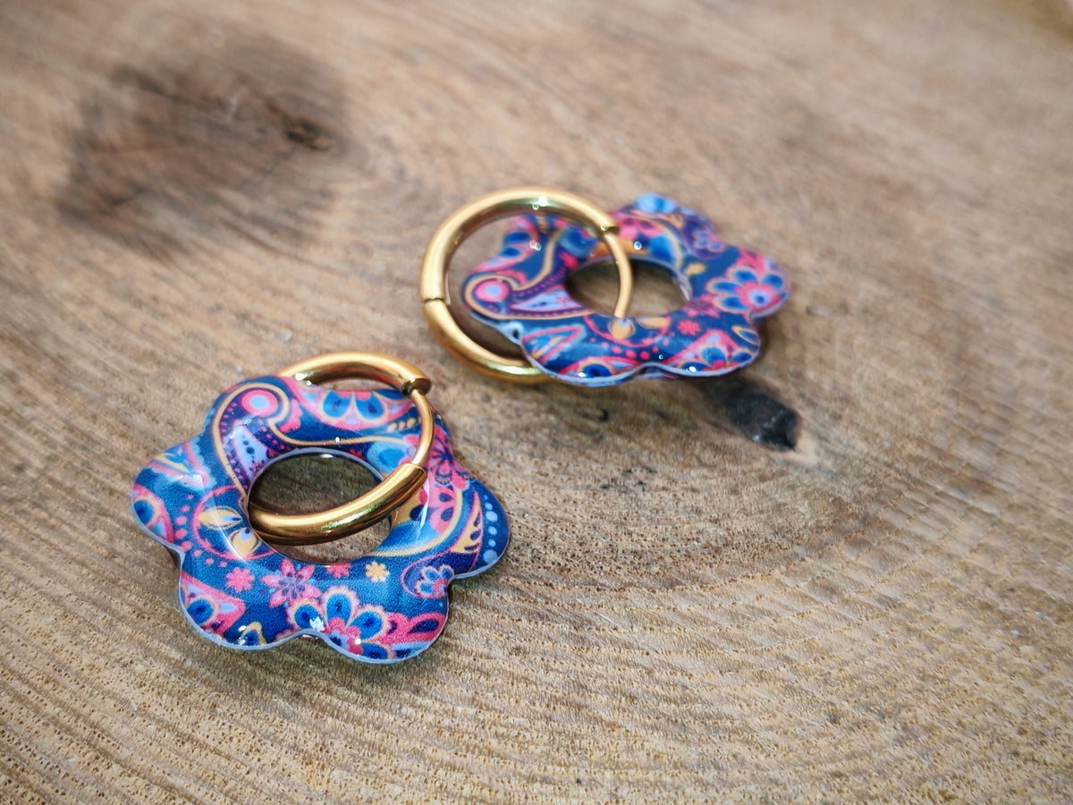 Boucles d’oreilles / Pampilles – Fleur cachemire éclatante