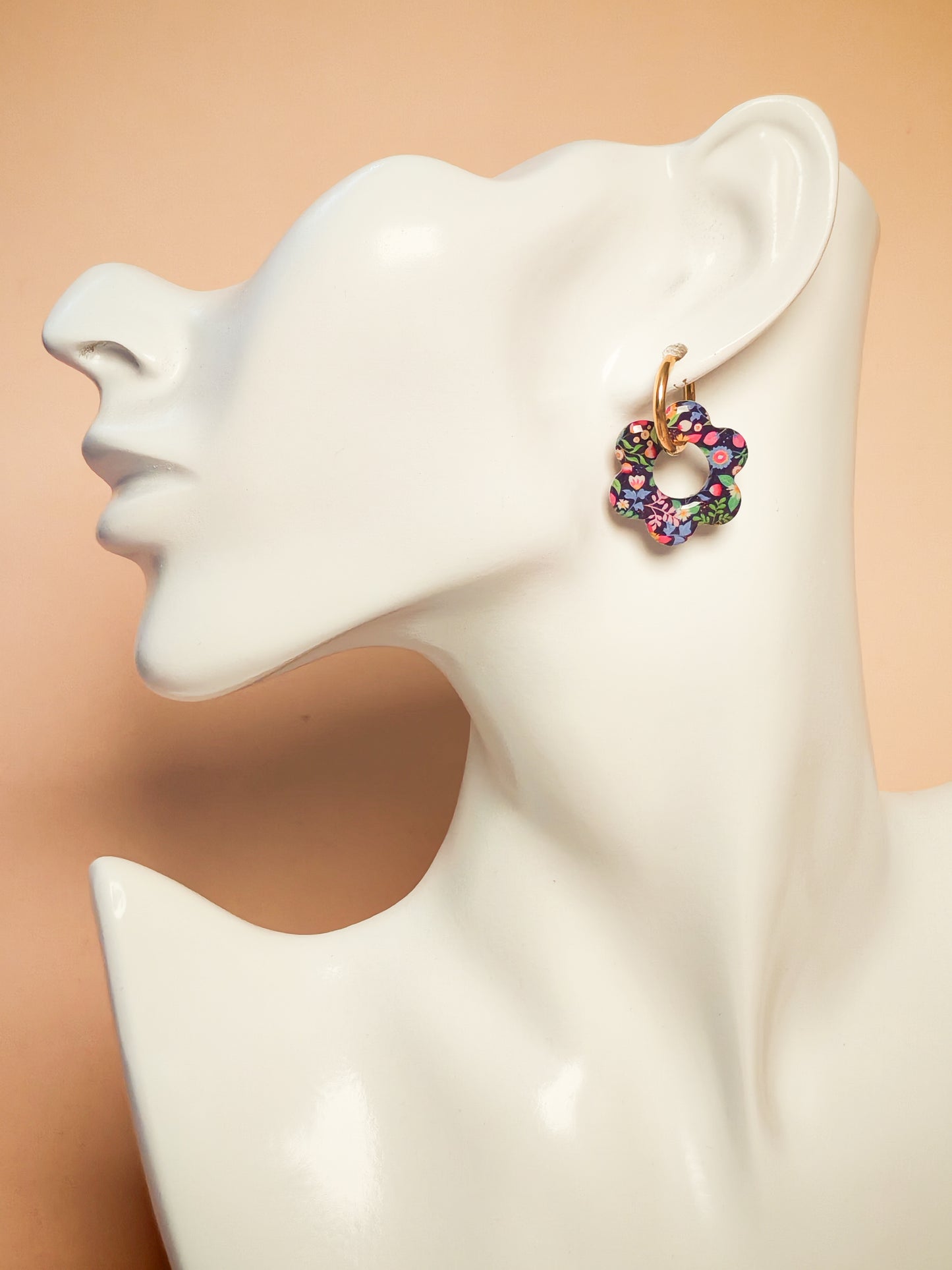 Boucles d’oreilles / Pampilles – Fleur jardin coloré