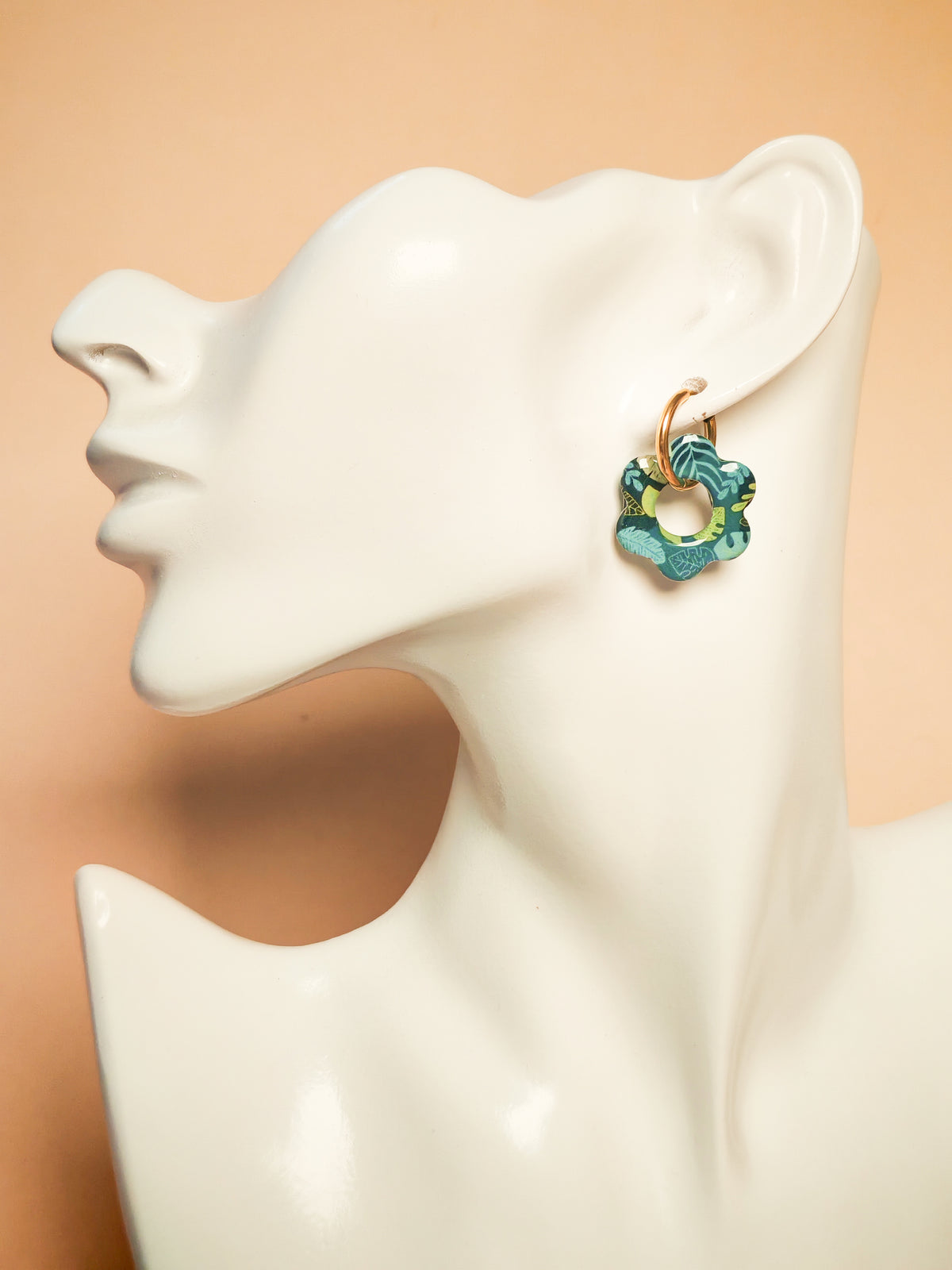 Boucles d’oreilles / Pampilles – Fleur feuillage profond