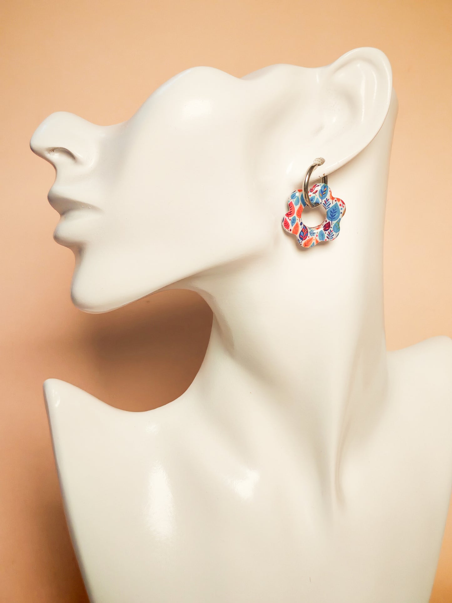Boucles d’oreilles / Pampilles – Fleur feuillage coloré