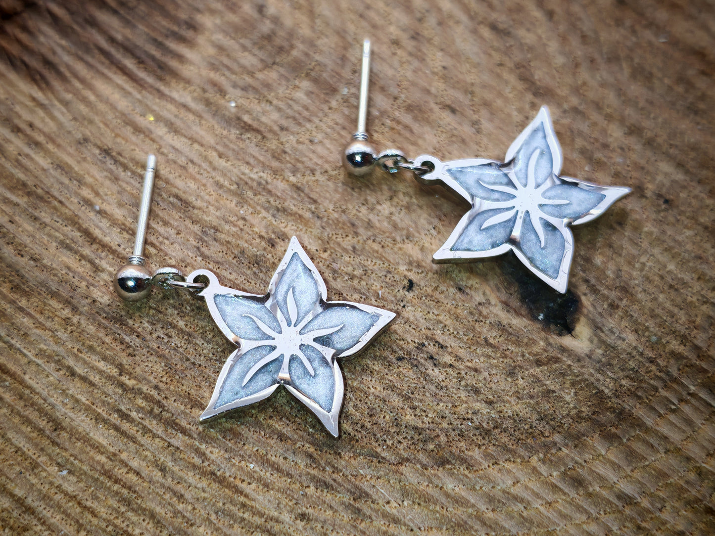 Boucles d’oreilles – Fleurs étoilées argentées